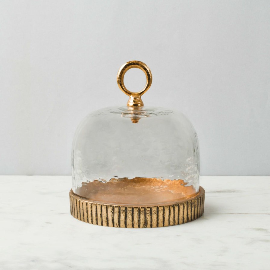 Table Top * | Elm & Oak Table Top Murano Glass Cloche Champagne (Small)