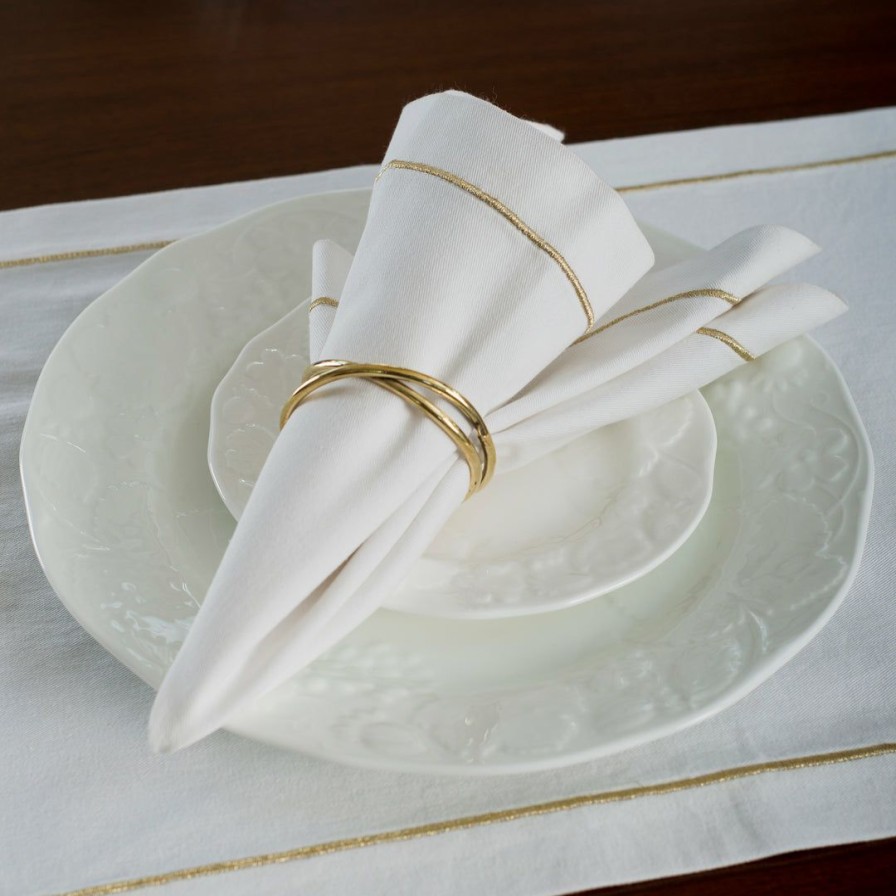 Textiles * | Elm & Oak Serena White Napkins (Set Of 4)