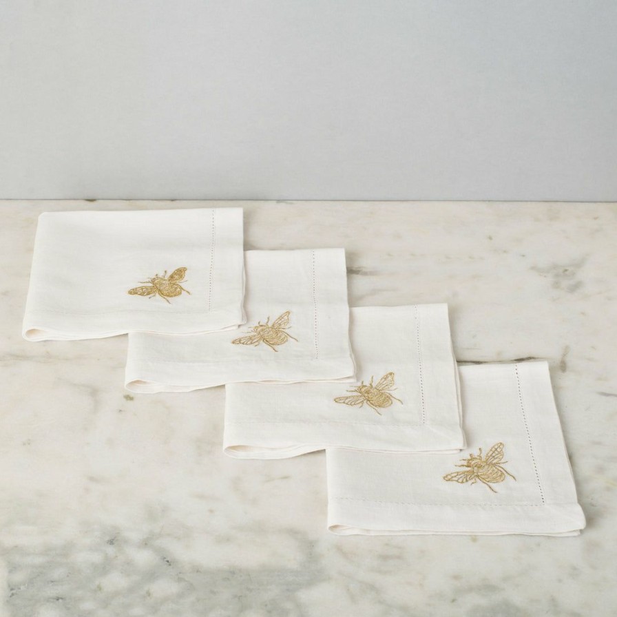 Textiles * | Elm & Oak Honeybee Dinner Napkins (Set Of 4) Textiles