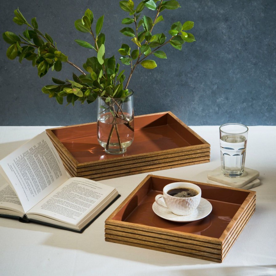 Table Top * | Elm And Oak Table Top Palmer Rectangular Trays (Set Of 2)