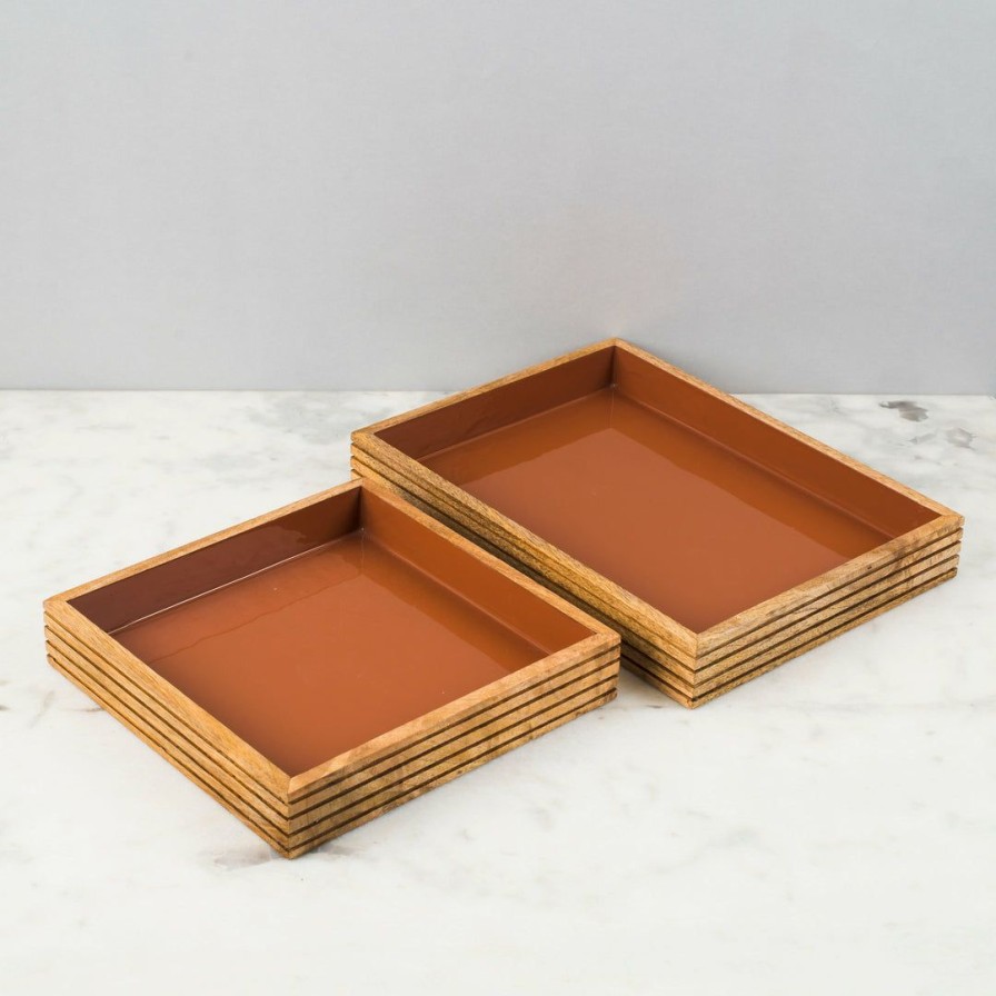 Table Top * | Elm And Oak Table Top Palmer Rectangular Trays (Set Of 2)