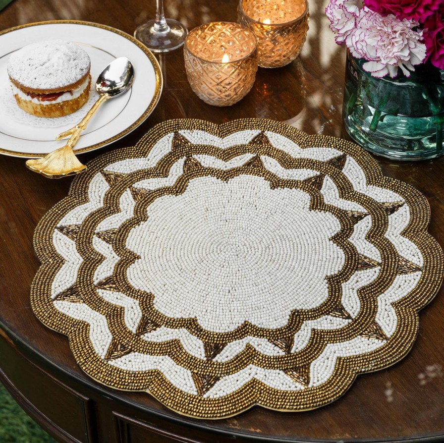 Textiles * | Elm And Oak Crescent Beaded Placemat Textiles