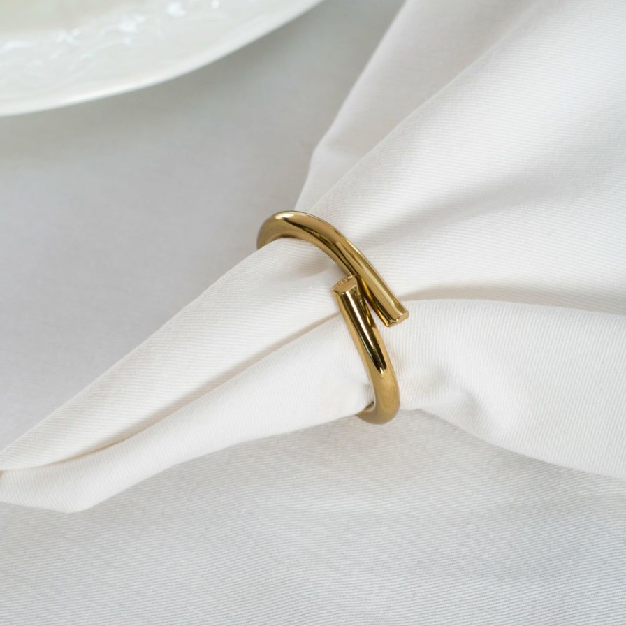 Table Top * | Elm & Oak Kyle Napkin Rings (Gold)