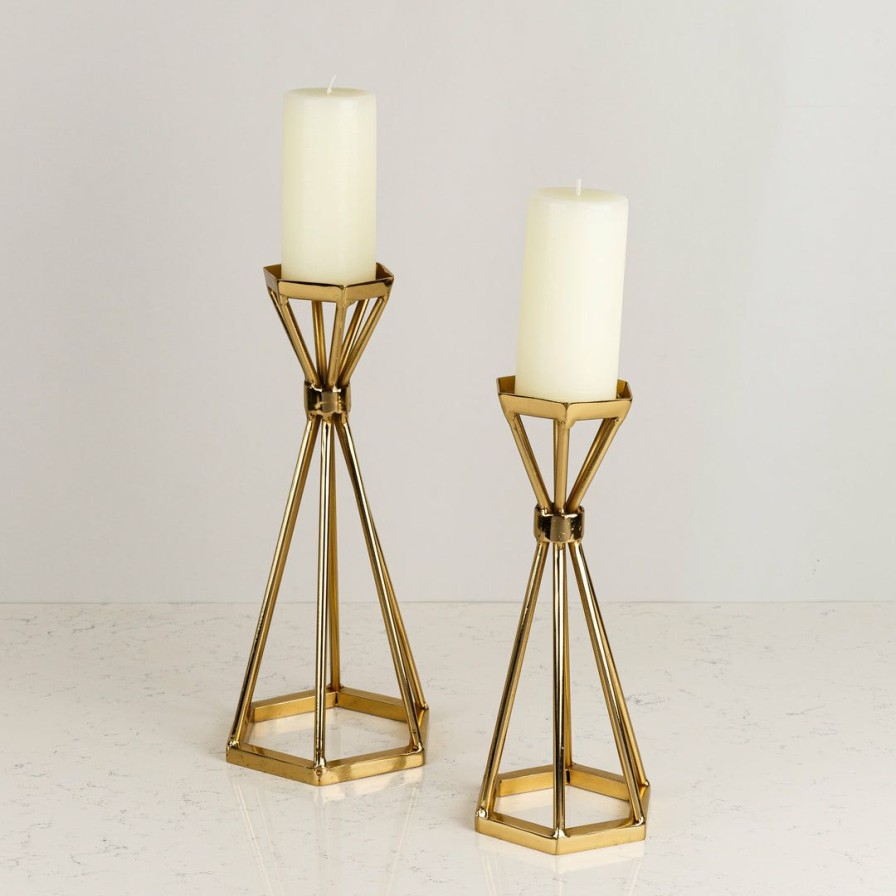 Table Top * | Elm And Oak Brighton Pillar Candle Holder (Set Of 2)