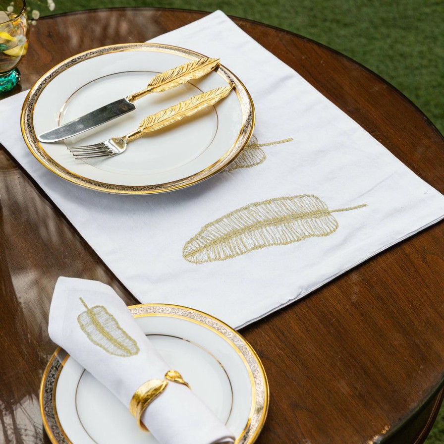 Table Top * | Elm And Oak Banana Leaf Napkin Rings (Set Of 4) Table Top